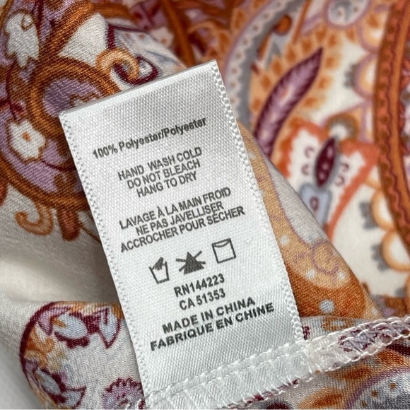 Bishop + Young Cami Tank Top Satin Drape Neck Y2K Paisley Summer Boho Geometric - Picture 14 of 14